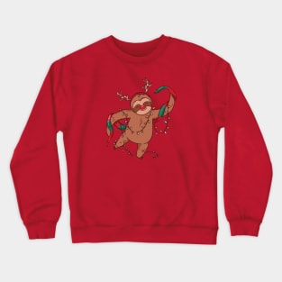 Merry Slothmas // Cute Cartoon Sloth in Christmas Lights Crewneck Sweatshirt